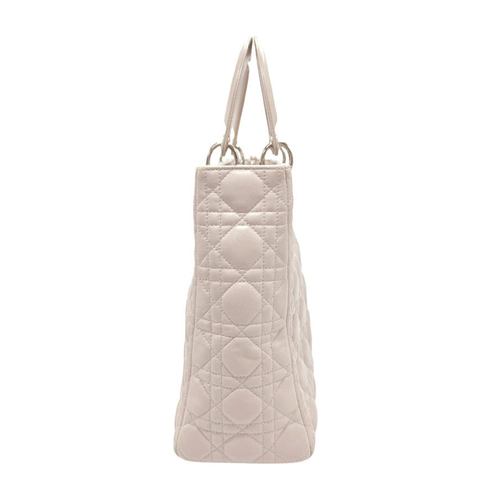 Dior gray leather Christian  2way Shoulder Bag silver Lady Gray Silver